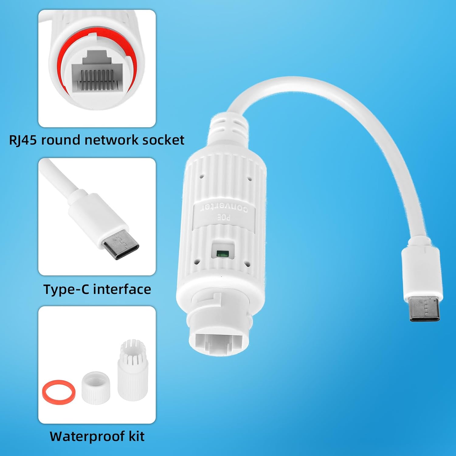 Outdoor Power Monitor - Convertitore di Alimentazione POE a USB-C,